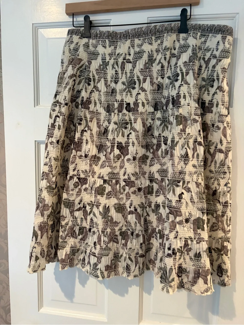 Tory burch smocked skirt 14 peasant boho midi xl floral